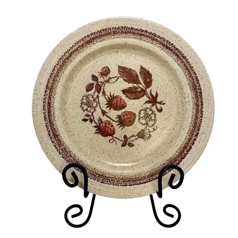 Vintage Set of 4 Churchill England HOMESPUN WILD STRAWBERRY 10 1/4"Dinner Plates